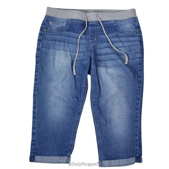 Justice Other - Justice Girls' Medium / Light Blue Denim Super Low Waist Long Bermuda Shorts